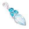 Aqua Mystic Topaz, Blue Topaz 925 Sterling Silver Jewelry Pendant 2.5" AH-3267