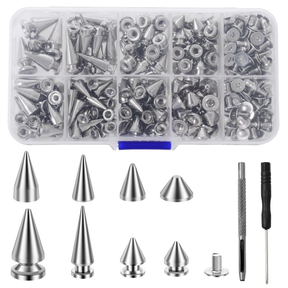 359Pcs Wear-resistant DIY Punk Rivet 8 Sizes Clothing Studs Cone Spikes Kit Leather Accessories