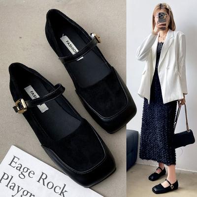 2024 Новые женские туфли Мэри Джейн Роскошные женские туфли на плоской подошве Винтажные туфли с квадратным носком на низком каблуке Модные дизайнерские женские повседневные туфли