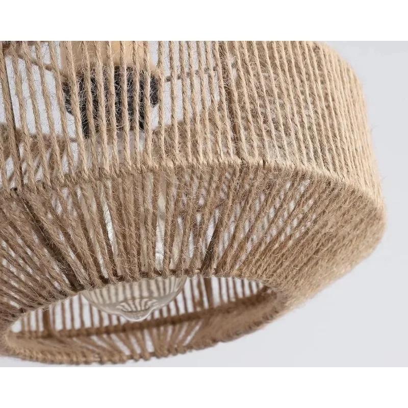 Популярный плетеный подвесной светильник с абажуром из плетеной вручную пеньковой веревки, диммируемый выключатель, натуральная плетеная подвесная лампа-корзина, экологичная лампа