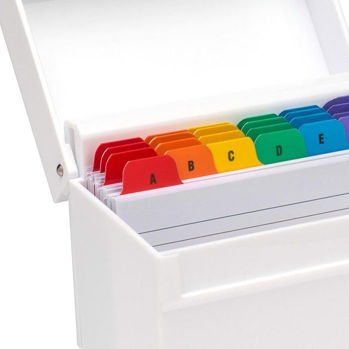 Caisson de bureau - osco - aibox-white - plastique blanc - 100 cartes index - verrouillable