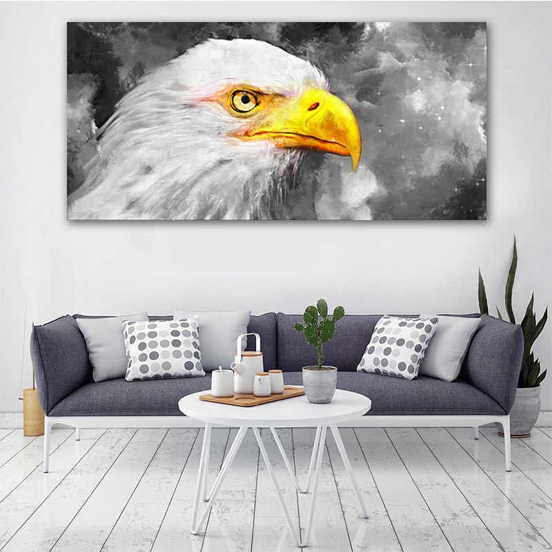 Абстрактная картина маслом на холсте с животными, орел, желтый рот, плакаты и принты, настенные панно для гостиной, домашний декор, без рамки, без рамки
