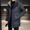 Mid To Long Down Jacket for Men's Winter Casual, Thickened Warm and Cold Proof Hooded Jacket
