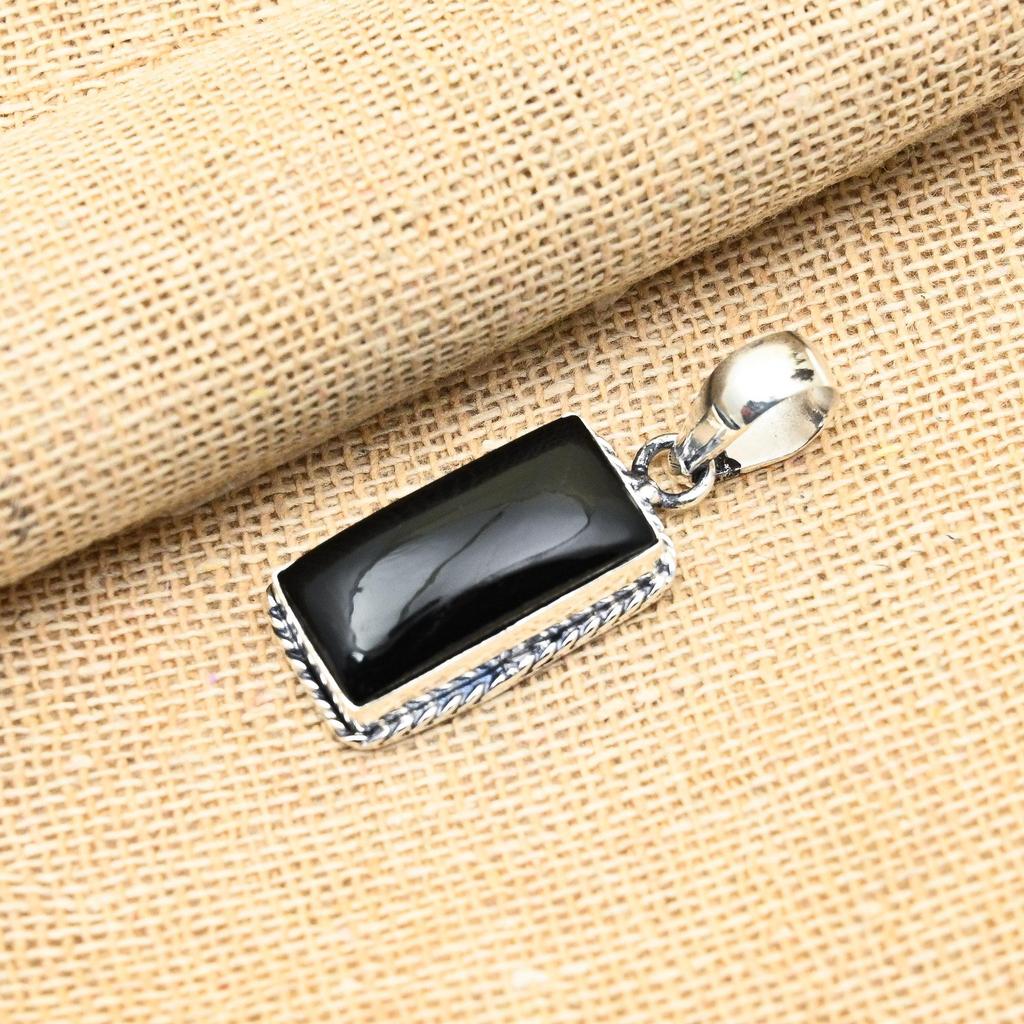 Ювелирные изделия ручной работы из стерлингового серебра 925 пробы с черным ониксом, прекрасный кулон для нее