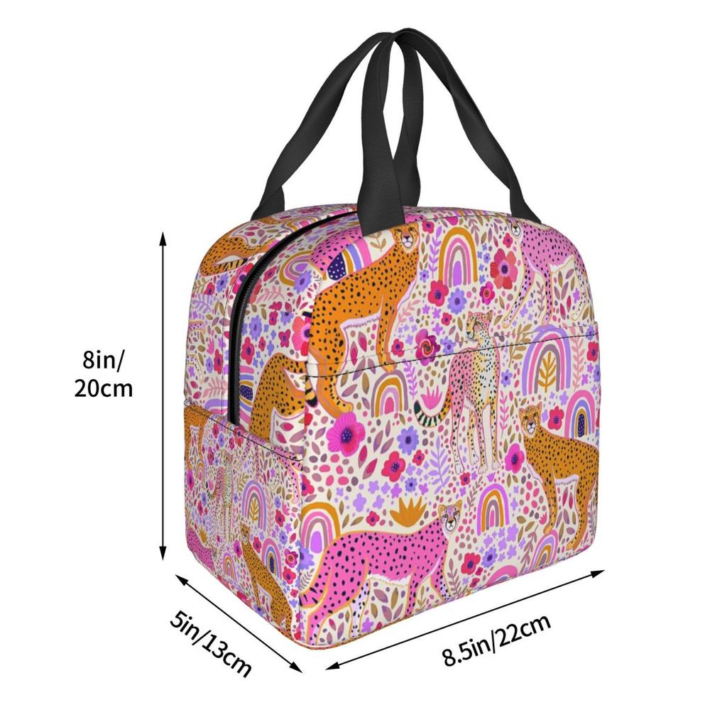 Cheetah's In A Rainbow Insulated Lunch Bag for Kids School Cooler Thermal Food Box Tote Portable Lunch Boxes Container