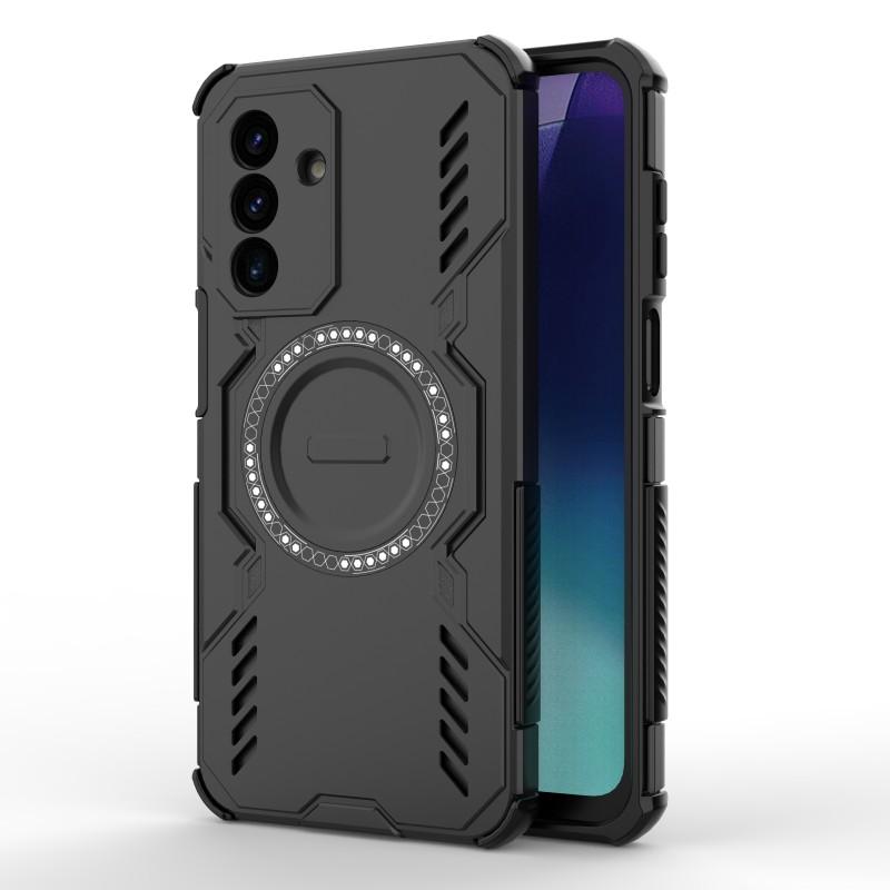 For Samsung Galaxy A17 5G Magnetic Case WANLONFENG DJ Series PC TPU Phone Cover with 2Pcs Tempered Glass Film