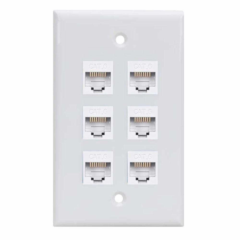1Pack Cat6 Ethernet Wall Plate RJ45 Female-Female Keystone Jack Cat6/5e Compatible Flame Retardant Home Office DIY Wiring Panels