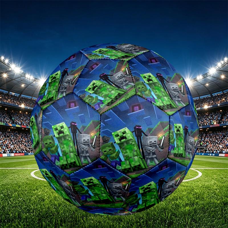 Minecraft Print Size 5 Soccer Ball, PU Wear Resistant Football for Match Training and Daily Practice, Birthday Gift for Soccer Fans