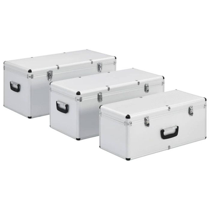 VidaXL Boîtes de rangement 3 pcs Argenté Aluminium