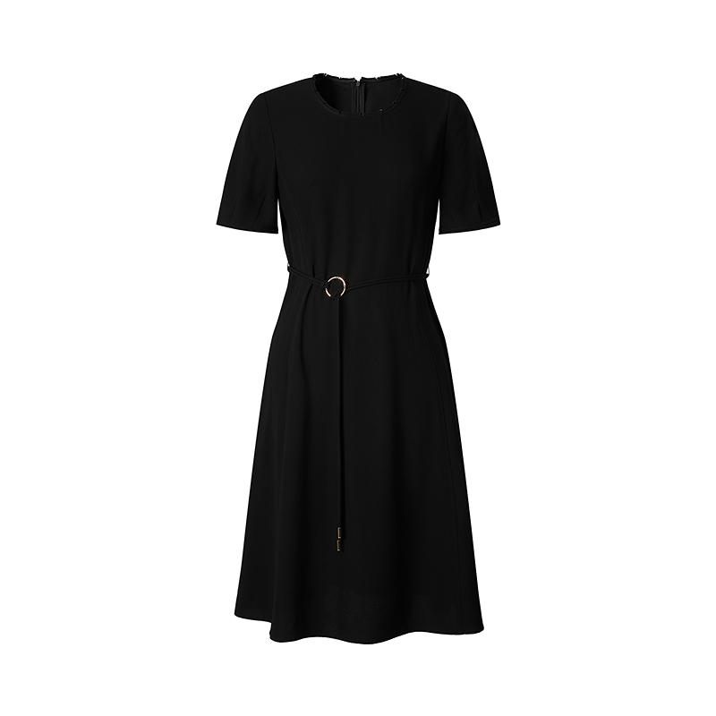 Jiuzi Anna Kou Elegant Commuting Style Nail Bead Collar Acetate Waist Dress