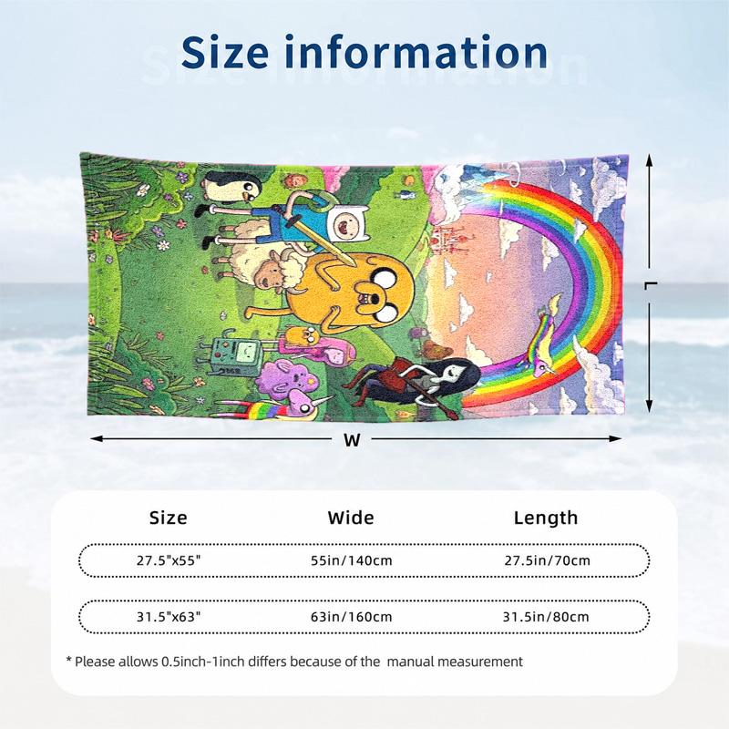 Adventure Time Microfiber Beach Towel Quick Dry Sand Free Lightweight Beach Towels for Travel Swimming Camping