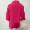 Women Shirt Loose Fit Lapel Half Sleeves Solid Color Pullover Tops Retro