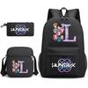 3Pcs/set 26 English Letter Printed Backpack with Shoulder Bag Pencil Case for Student Boy Girl SchoolBag Large Capacity Waterproof Bookbag Kid Gift
