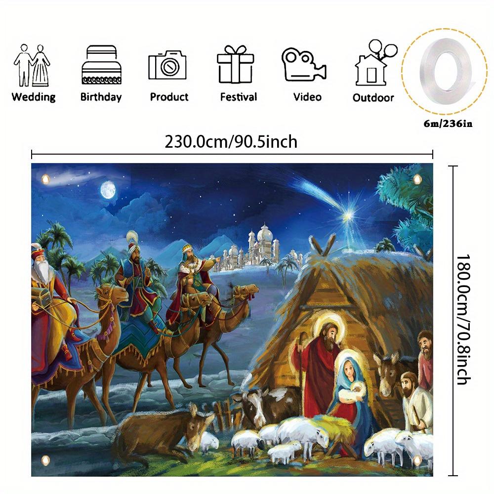 Merry Christmas Banner - Polyester, Christmas scene design, holiday and New Year decoration, perfect Christmas decoratio