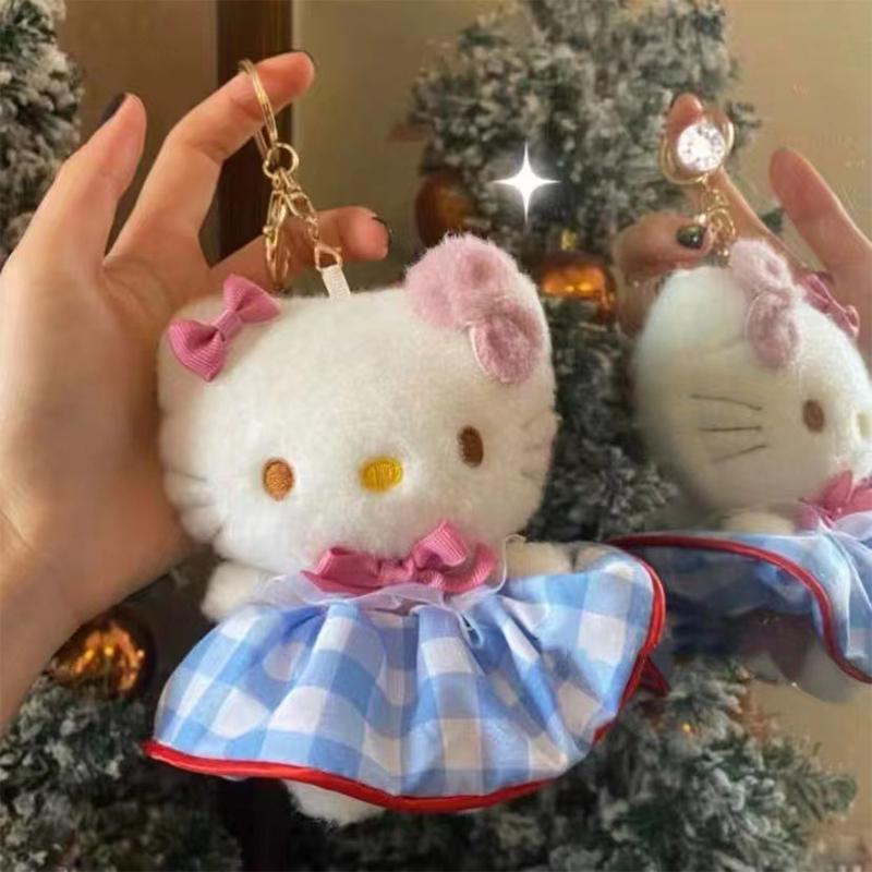 Милый брелок Hello Kitty от Sanrio Кавайная Мультяшная Подвеска для Школьной Сумки Украшение Плюшевая Кукла Игрушка Праздничные Подарки