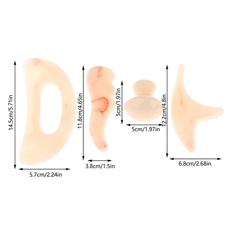 Розовая серия Изогнутый нож Соскребание Грибовидная Форма Лицевая Красота Гуаша Доска Смола Массажер Тело Спа Акупунктура Физический