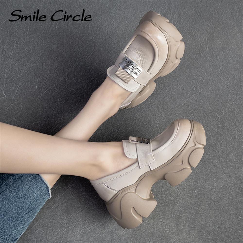 Женские лоферы из натуральной кожи увеличенной высоты с толстой подошвой, модная повседневная обувь Мэри Джейн в стиле ретро