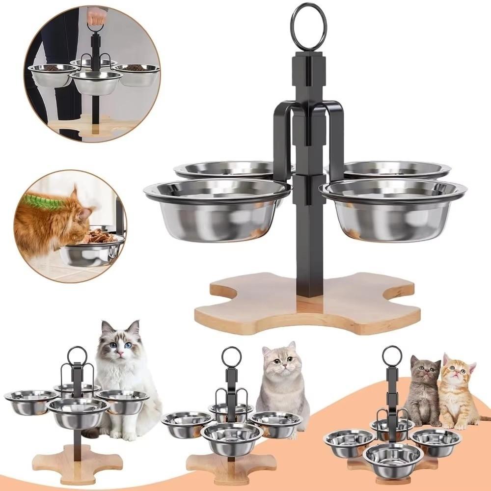 High Platform Elevated Pet Feeding Stand Stainless Steel Elevated Cat Bowl Cats