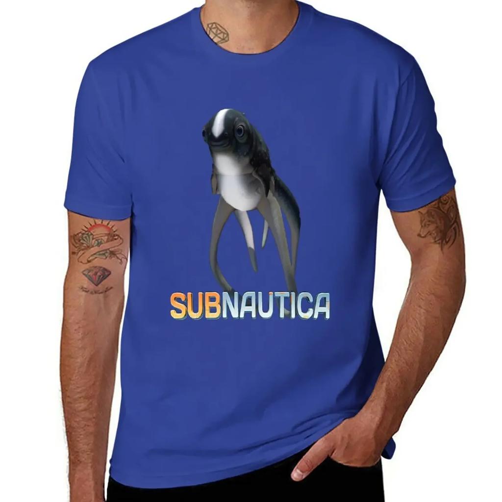 Subnautica - Футболка с Кладбищенским рыбой и логотипом, с коротким рукавом, больших размеров, мужская одежда