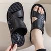 Summer Men's Dual Purpose Leather Sandals Soft Sole Non-slip Open Toe Sandals Outdoor Beach Holiday Slippers Sandalias De Hombre