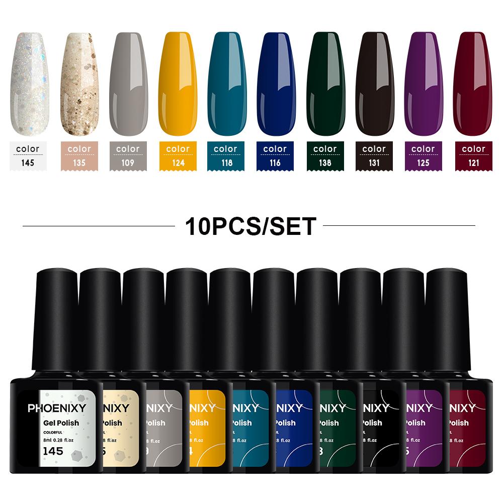 PHOENIXY 111 Colors of Gel Nail Polish Bright and Colorful Gel Lacquer for UV Gel Nails Soak-off UV LED Semi-Permanent Gel Varnishes