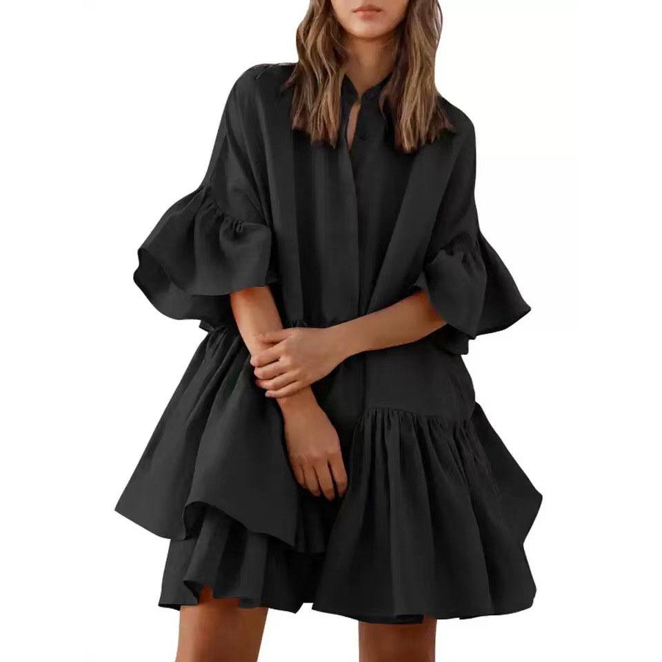 Летний однотонный сарафан, сексуальный, с завязками спереди, эластичной талией, многослойными оборками, цветочным узором и длинными рукавами, свободное платье