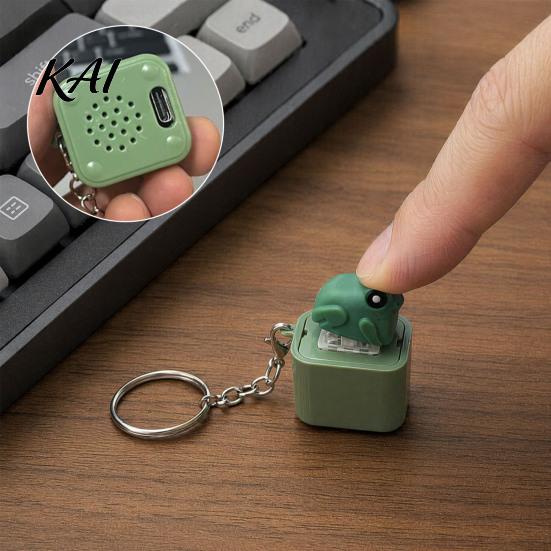 Anxiety Relief Keychain 1/2Pcs Seagull Mine Button Keychain, Rechargeable Fidget Clicker with Real Pocket-sized Stress Toy Sound & LED Light,