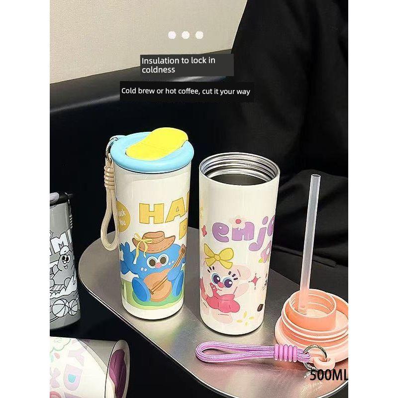 Large-Capacity Thermos Cup for Women, Good-Looking Ice Cup, Portable Car Coffee Cup, Outdoor Sports Water Bottle, Tea Cup