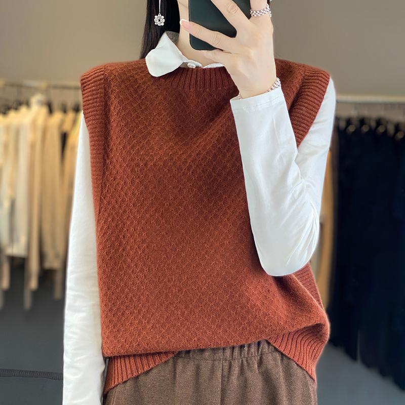 Женский кашемировый жилет Qinghe Cashmere 30% кашемир 70% шерсть Женский осенне-зимний кашемировый жилет мягкий и теплый