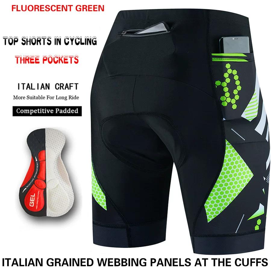 Three-Pocket Cycling Shorts Summer Bicycle Silicone Cycling Pants Quick-Dry Breathable Road Bike Mountain Biking Apparel