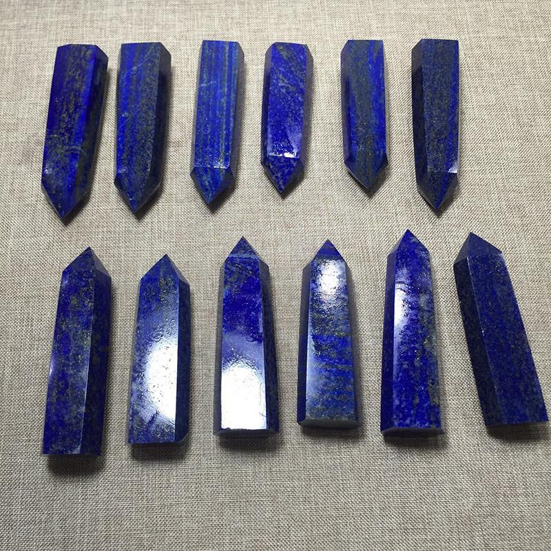 Natural Rock Lapis Lazuli Quartz Crystal Stone Point Healing Wand Dark Blue Gift Unique And Educational Healing Crystal
