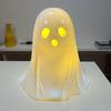 Resin Light-up Ghost Halloween Decor Little White Ghost Figurine Cute Glowing Ghost Statue for Home Table Tiered Tray Decor