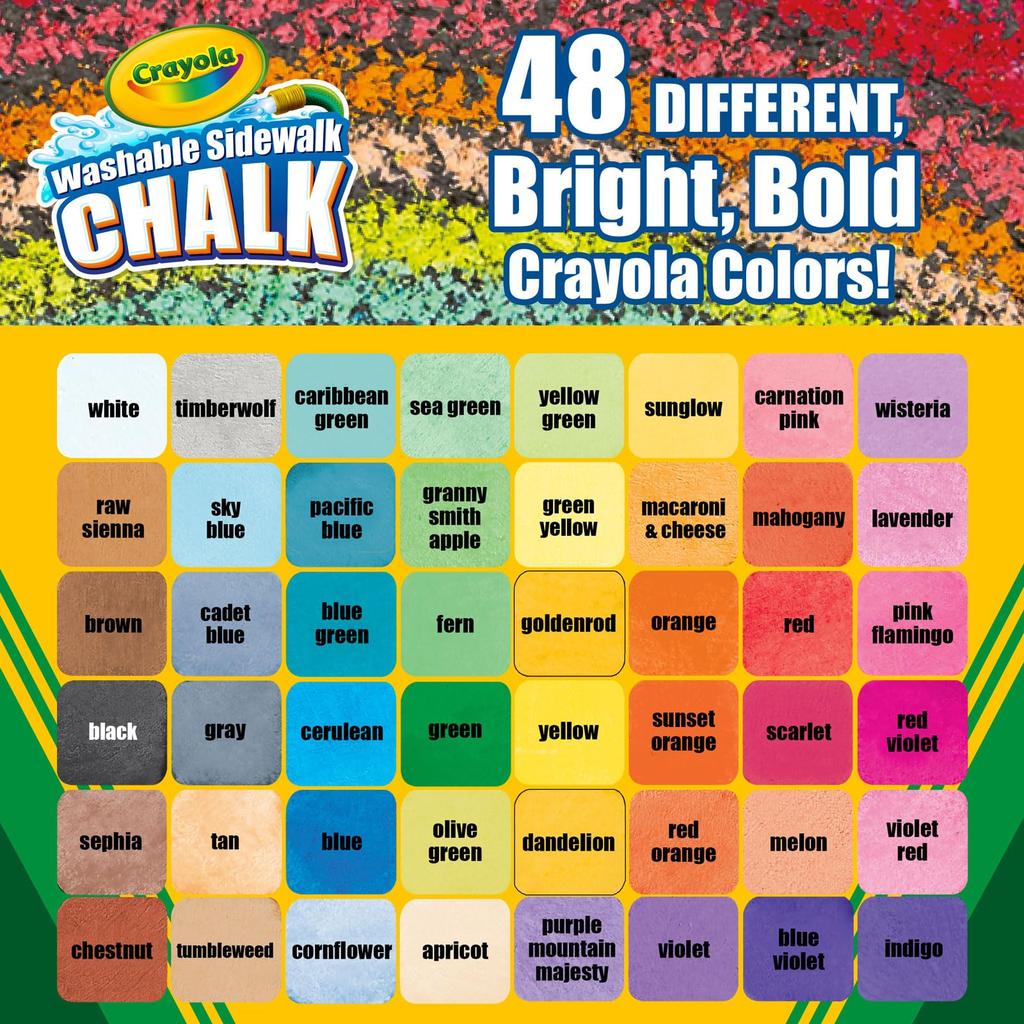 Мел Crayola Jumbo, смываемый водой, для улицы, 48 цветов, 512048 (Подлинный продукт)