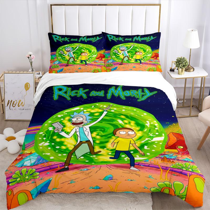 Rick Morty Adventure Print 3Pcs Bedding Setduvet Cover With 2 Bedropillowcase Home Birthday Gift