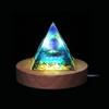 Pyramid Orgonite + Led Lamp Base 5Cm Crystal Stones Amulet 5Cm Hx07