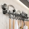 Non-punching Multi-functional Suction Cup Kitchen Hook Rack Spatula Spoon Storage Hanger Hanging Rod Wall-mounted Rack