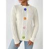 Women’s Top: New Autumn/Winter Round-Neck Pullover – Minimalist Base Layer with Patchwork Woven Knit