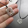 Vintage Spiral Vortex Pendant Hand-Woven Leather Rope Necklace For Women Unisex Boho Swirl Choker Necklace  Jewelry