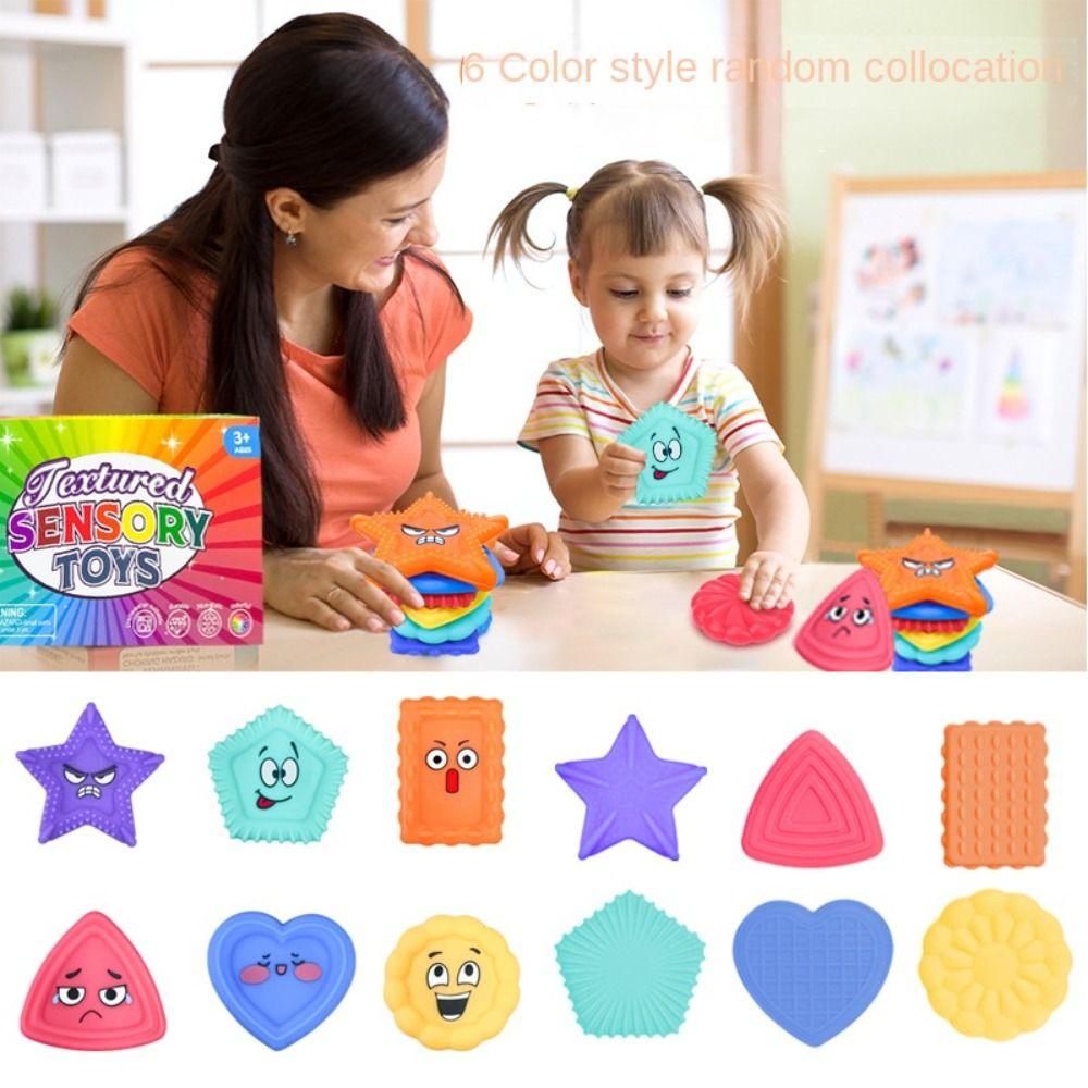 6PCS/set Silicone Children Sensory Stone Textured Silicone Suction Cup Toy  Gift