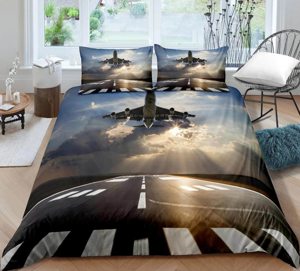 Airplane Fighter Duvet Cover King/Queen Size,flying Fighter Jet Bedding Set for Kids Teens Boys,modern Cool Airplane Quilt Cover