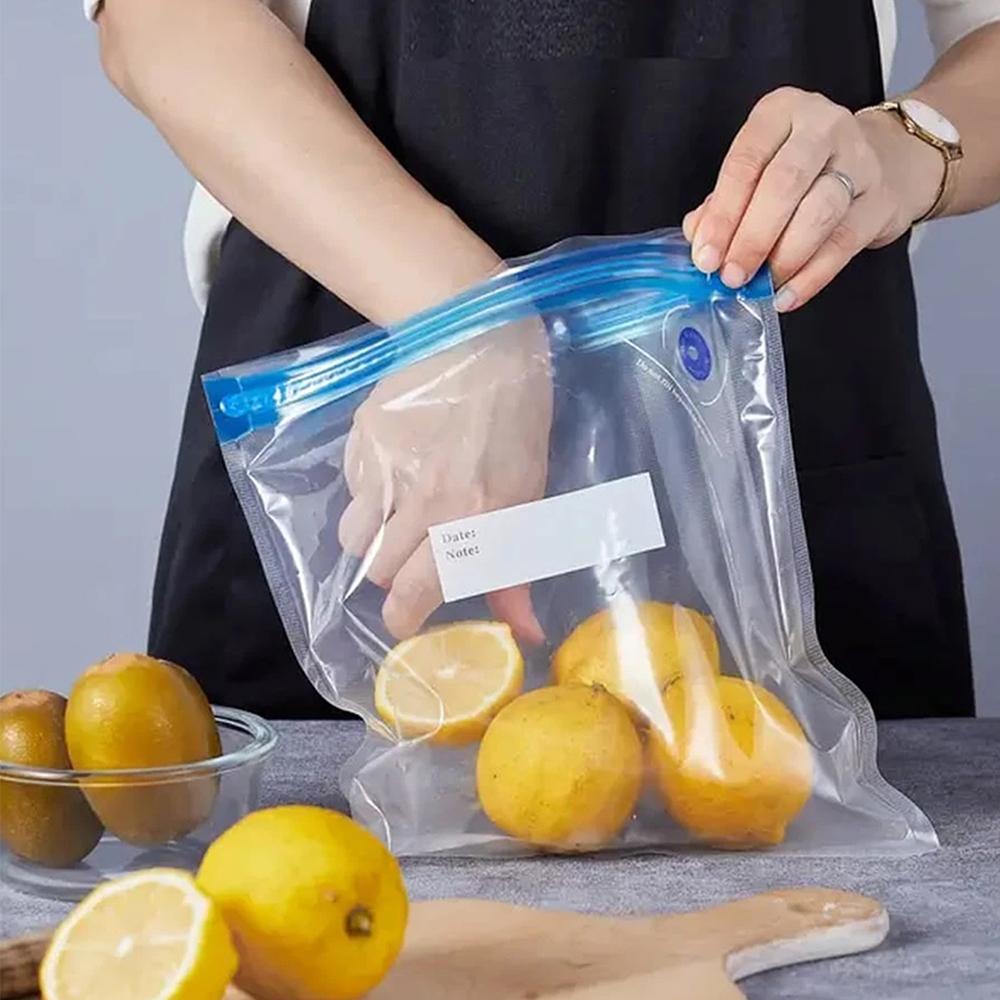 Xiaomi 5Pcs Reusable Vacuum Sealer Bags Hand Pump Food Storage Bags Vacuum Zipper Portable Sealing Bas for Refrigerator Kitchen