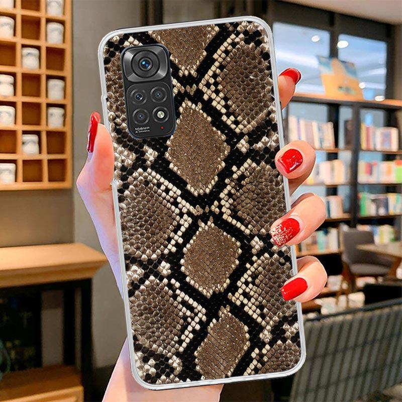 Pink Snake Skin Printing Drawing Cover Phone Case For Xiaomi Redmi Note 15 14 13 12 11 10 Pro Plus 14S 12S 11S 11T 11E 10S Soft