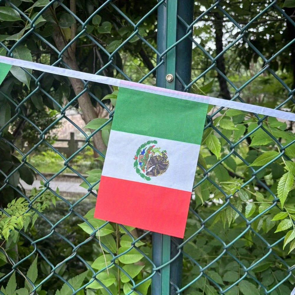 10M (32.8ft) Mexican Flag String Flag Holiday Decoration Hanging Flag Pull Flag
