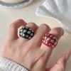 Chunky Geometric Ring Thick Resin Rings Vintage Irregular Riveted Ring  Women