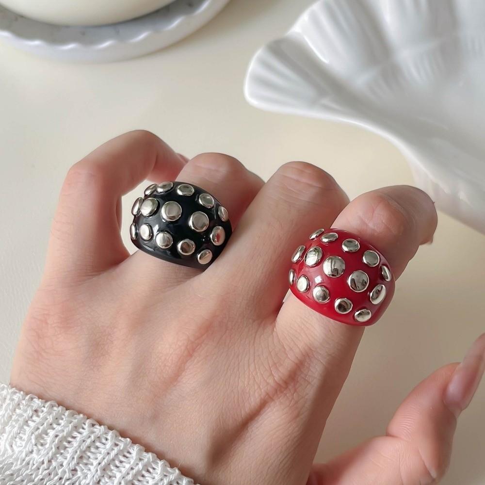 Chunky Geometric Ring Thick Resin Rings Vintage Irregular Riveted Ring Women