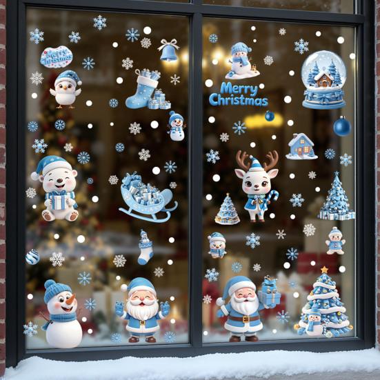 9 Sheets/Set Christmas Window Cling Removable Waterproof PVC Winter Merry Christmas Static Glass Sticker Holiday Party Decoration Decal