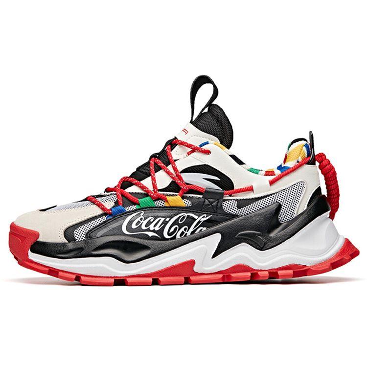 Coca-Cola X Anta Hot Shock Absorbing Wear-Resistant Low-Top Dad Shoes Men Sneaker Black White Red 912038890-5