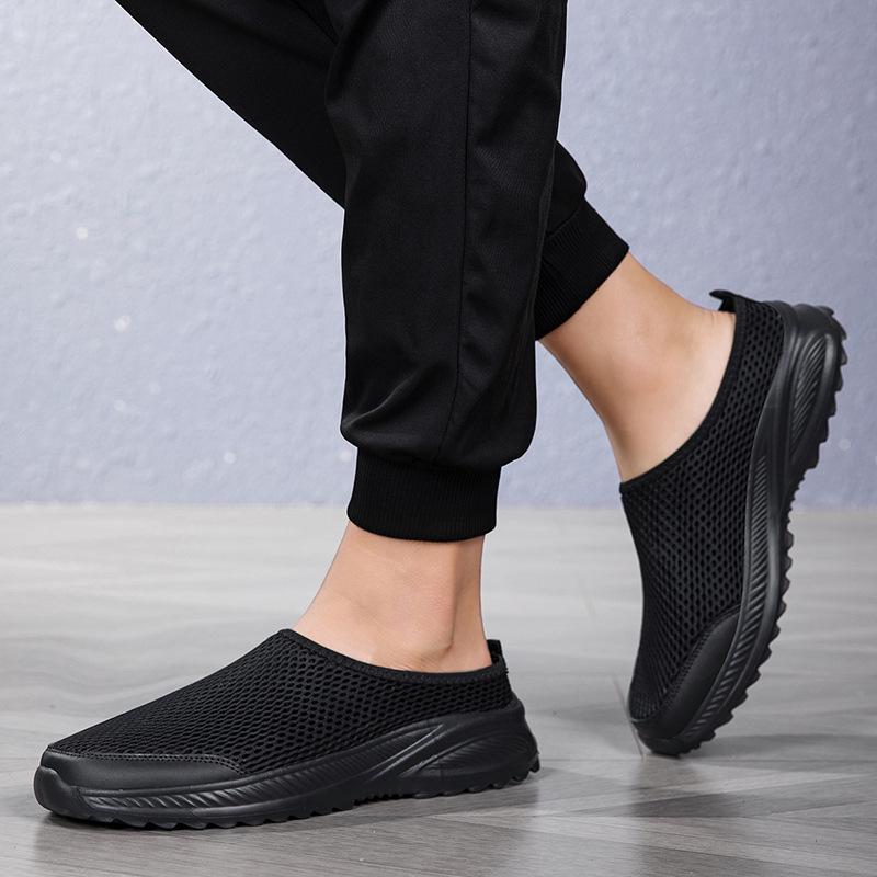 Мужская обувь большого размера, летняя, новая, ленивая, полая, дышащая, сетчатая обувь с низким верхом, закрывающая стопу, повседневная, спортивная, одинарная обувь