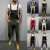Men's Fashion Denim Straps Washed Overall Jumpsuit Streetwear Pocket Suspenders Pants