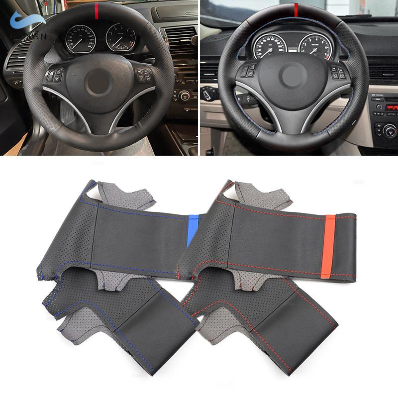 Для BMW 1 3 серии E82 E87 120i 130i E90 320i 2008-2013 X1 E84 2011 салон автомобиля чехол на руль перфорированная кожа